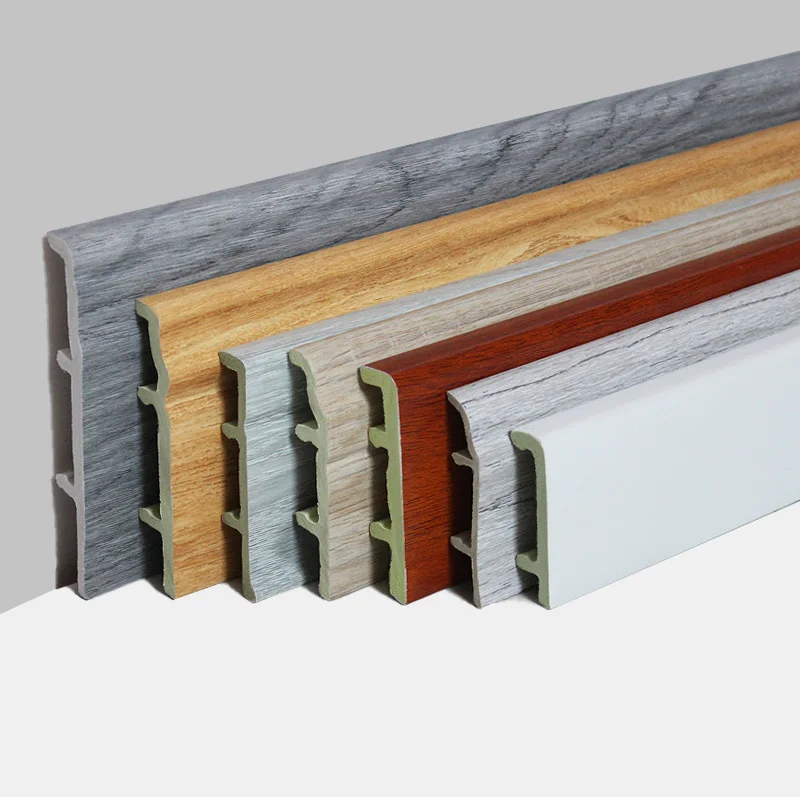 High-quality Eco-friendly decorative Marbling and wood grain moulding profile PVC wall panel accessories skirting border line