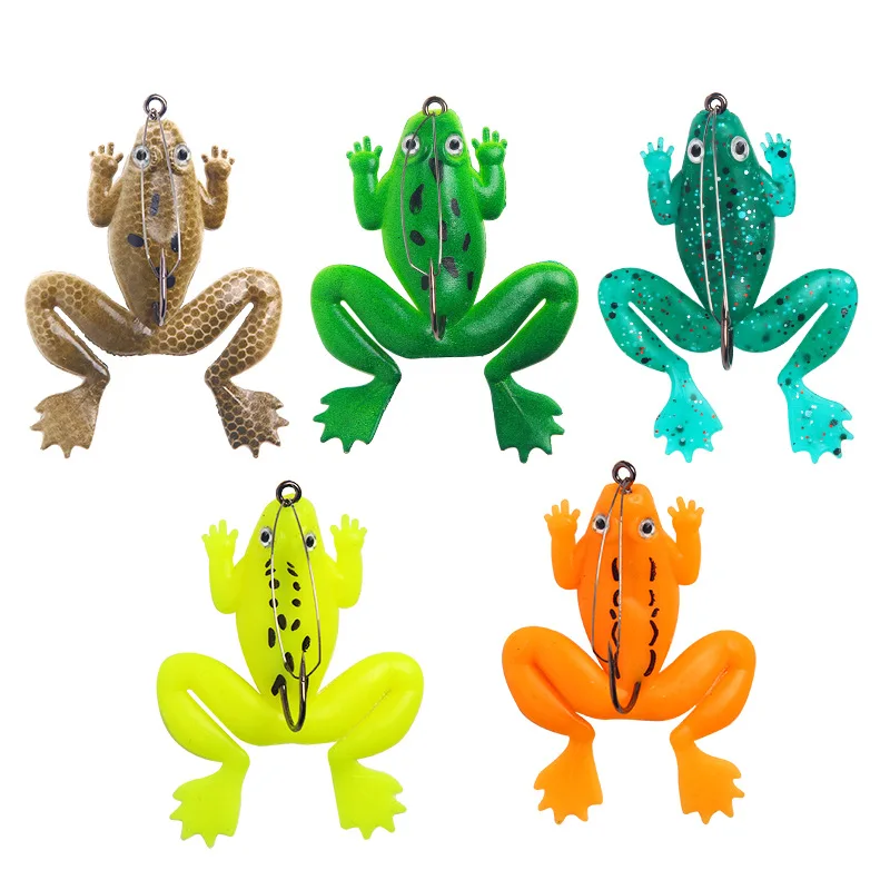 4 pieces 60mm 5.2g Frog Lure Pesca Fishing Lure Artificial Silicone Bait with Hook Topwater Soft Fishing Frog Lures