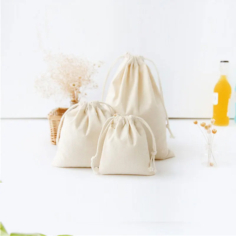 Recycled Customized Gift Canvas Cotton Double String Handbag Shoe Dust Drawstring Bags with Logo