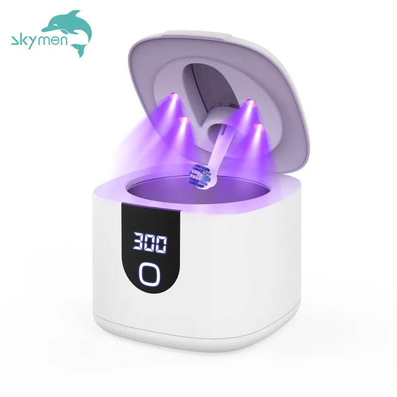 2024 New Dentures and Retainer Portable 200ml Skymen Mini Digital Timer Ultrasonic UV Mouth Guard Cleaner with Degas Function