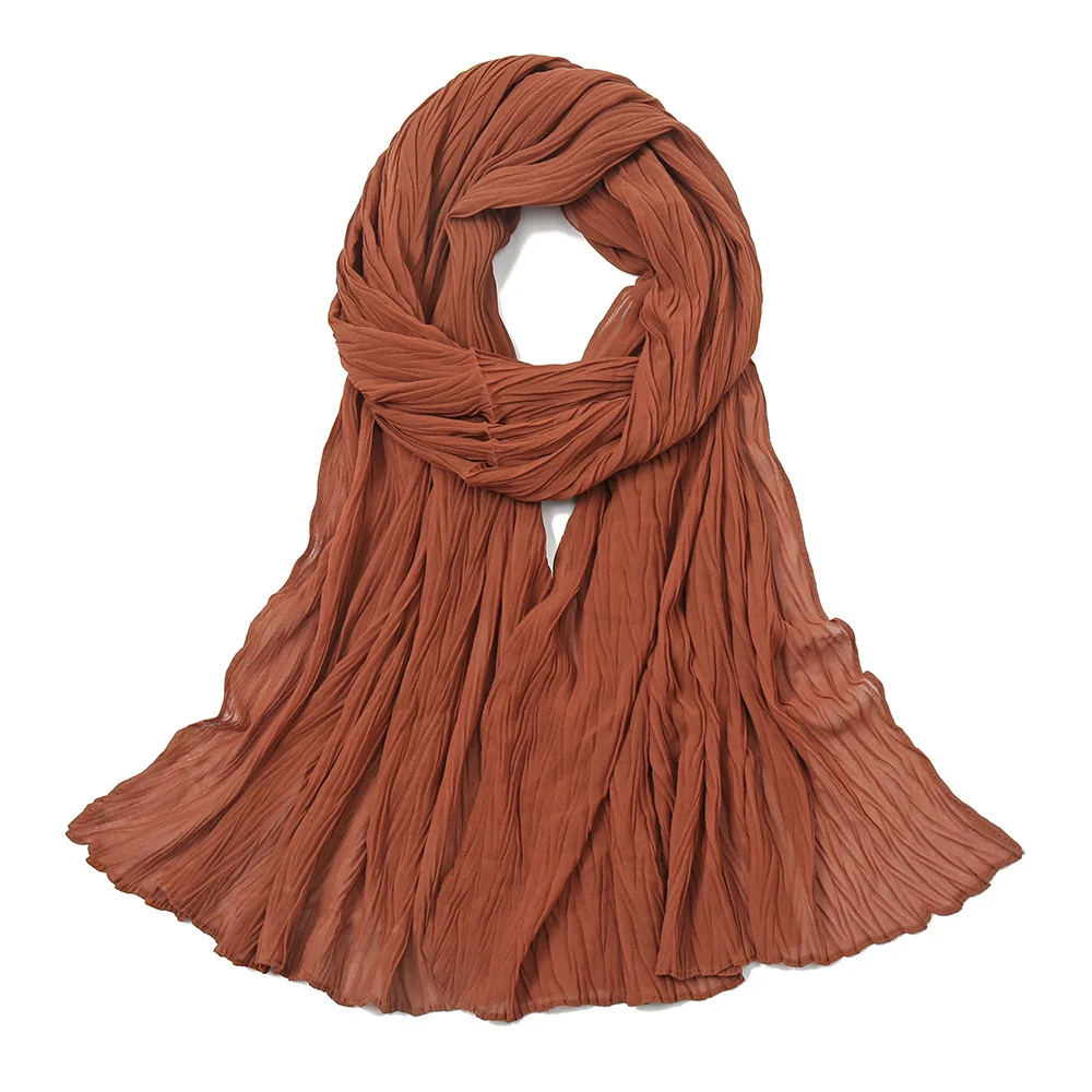 1922 MuslmQLO  New design pleated chiffon toe cap scarf dubai hijab scarf chiffon hijab women