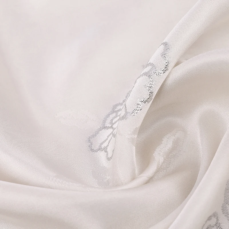 Hot sale 10% silver white shiny flower dyeable silk metallic jacquard satin fabric