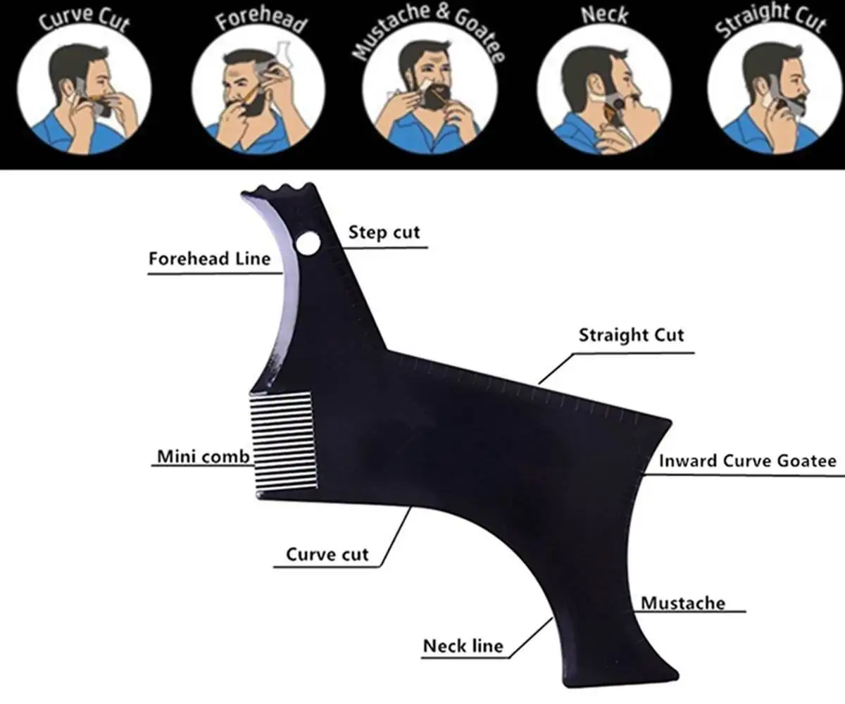 New Beard shaping styling haircut tools hairline line up beard edge template stencil for Trimming Mustache Goatee beard shaper