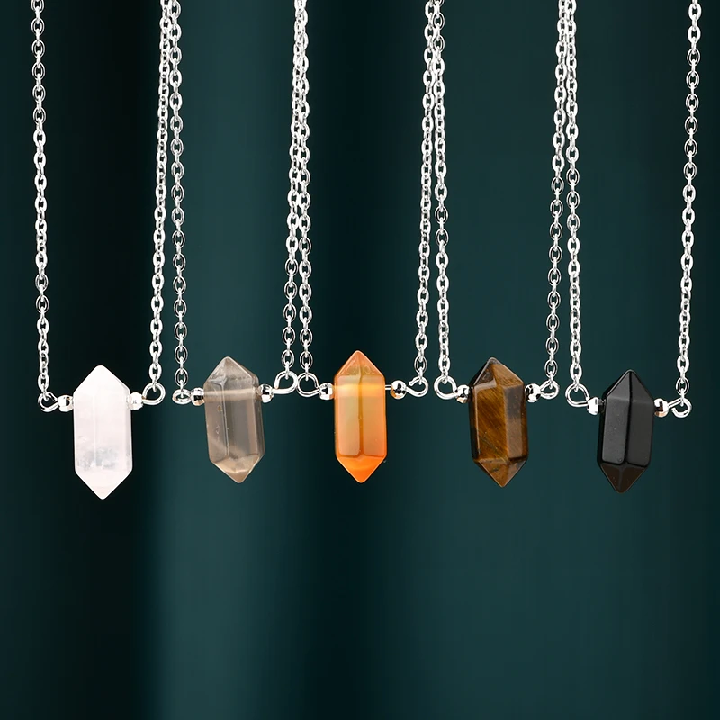 Wholesale Natural Stone Pendant Quartz Crystals Stones Healing crystal chakra crystal stone round pendant For Jewelry Making