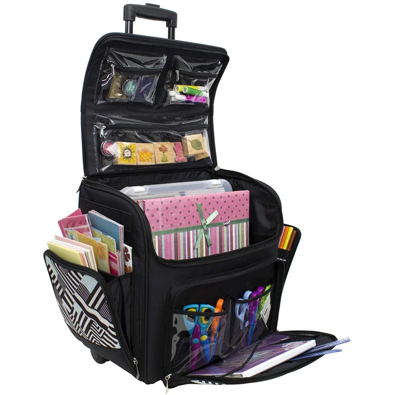 Универсальная Портативная Роскошная желтая Геометрическая швейная машина, сумка-тоут для хранения с двойными колесами, чехол для рукоделия