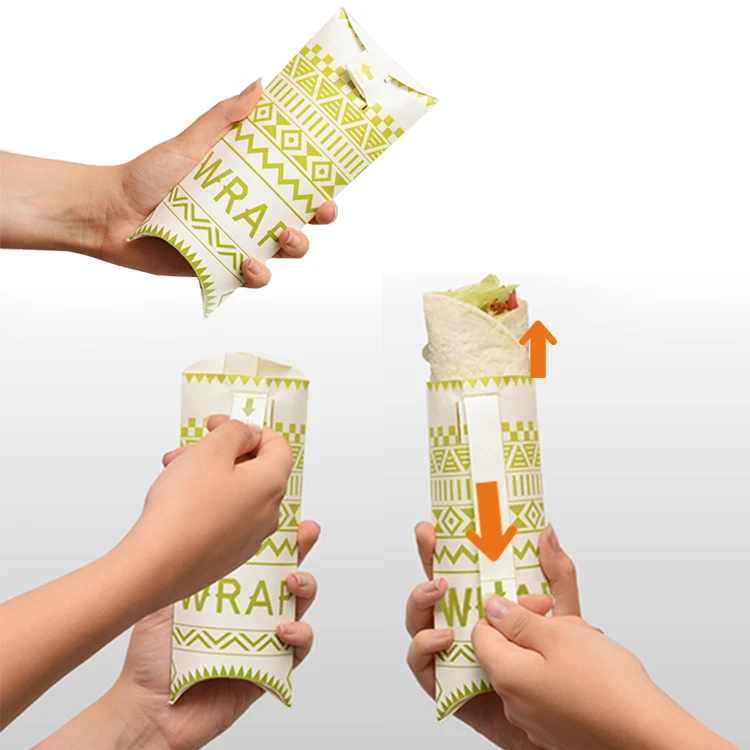 custom beef chicken shawarma wrapping box logo printing Kraft Box fast food shawarma packaging pouch Burgers wraps wrapper