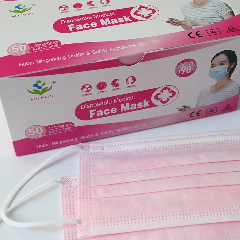 Два способа нетканые медицинские хирургические одноразовые 3-слойные розовый уход за кожей лица маска Тип IIR
