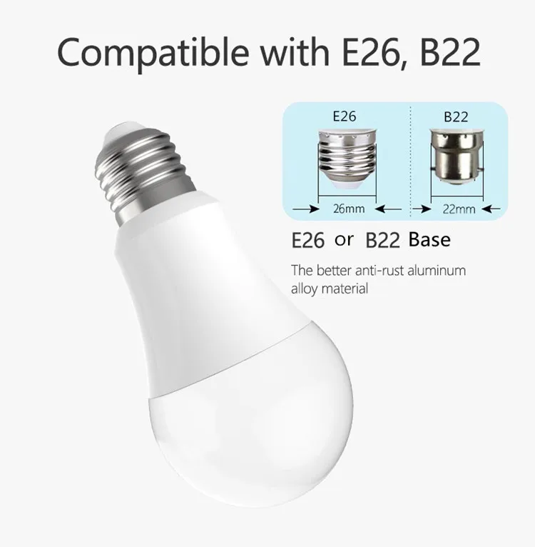 Tuya Google Home Alexa E27 LED WIFI Bulb Home Smart RGB   Wireless Control A60 LED Bulb LED Bulb Material Smart Led  Music Light