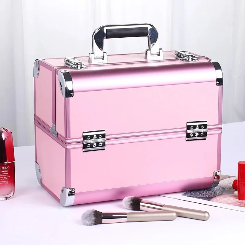 Cosmetics Make Up Trolley Beauty Case Vanity Box Large Capacity Beauty Salon Professional Aluminum Makeup