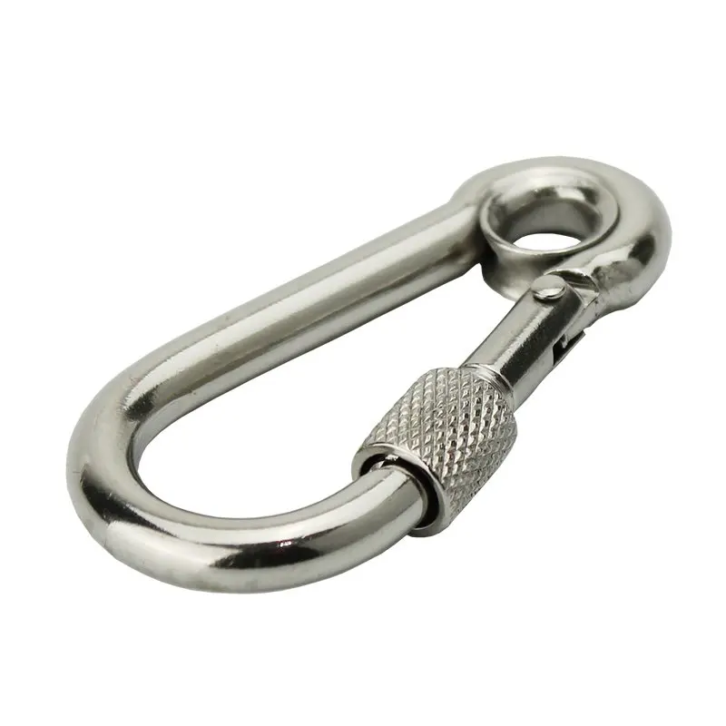 Rigging hardware 304 stainless steel spring safety hook climbing hook key chain hook