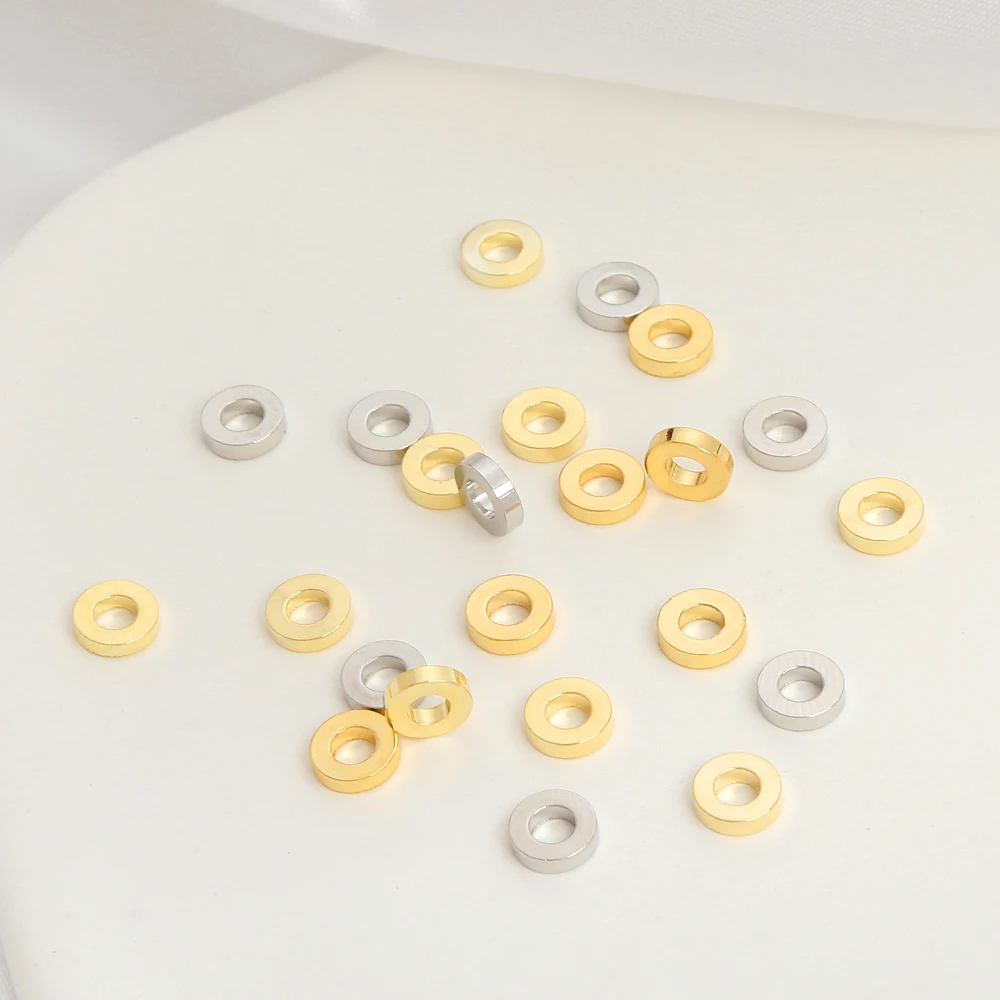 DIY Ornament Strong Color Retention Brass Spacer Beads 18K gold plated Scattered beads 6mm large hole round gasket for jewelry