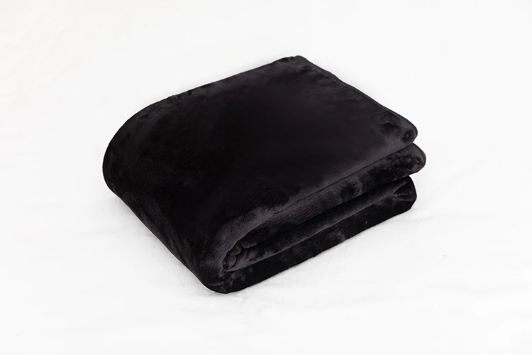  Customize soft flannel black blanket for couch with hemming