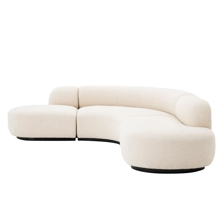 Creative Modern Design Moon Shape Curved White Sectional Sofa Lounge Upholstered Sofa Furniture For Hotel Living Room Lobby