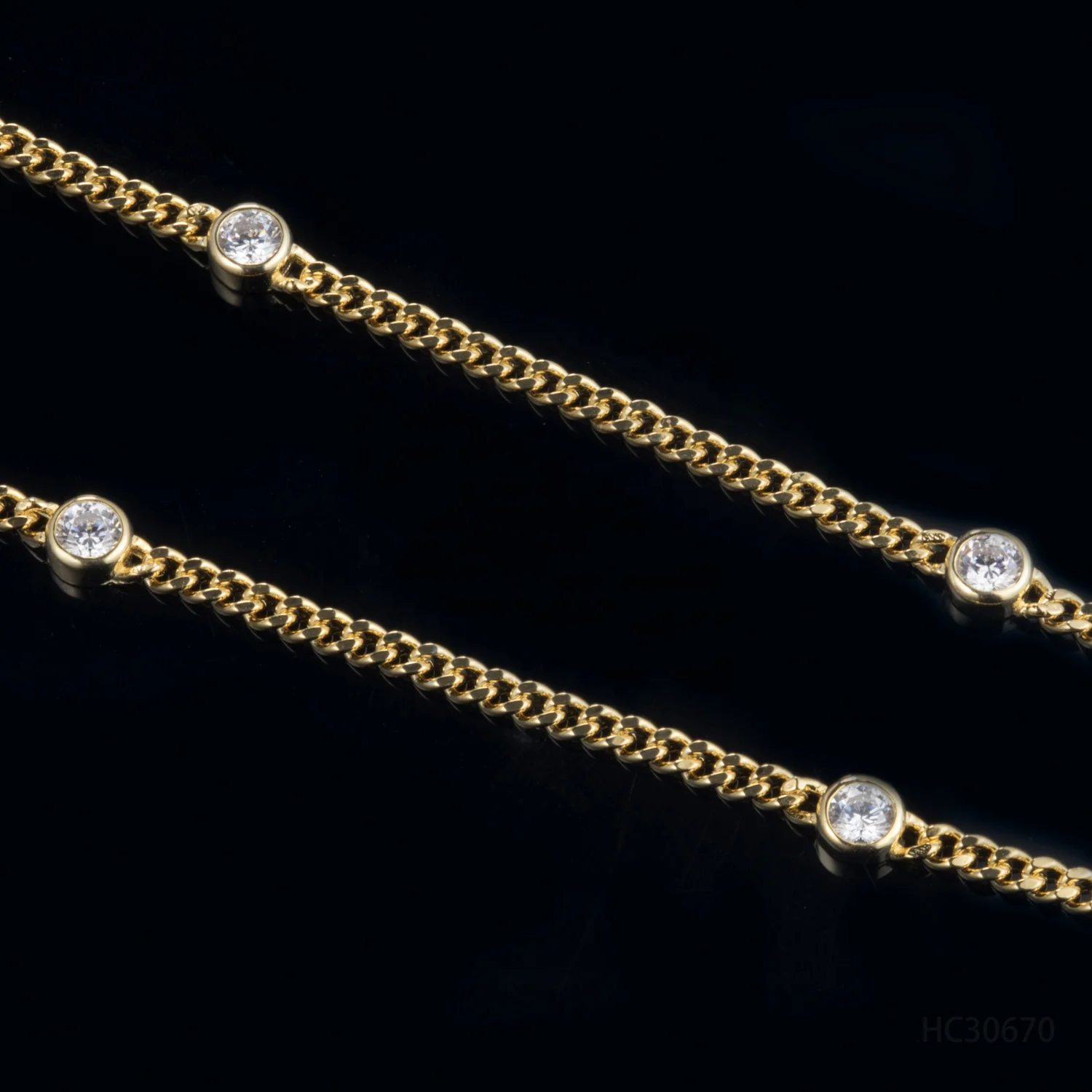 100% 925 Silver Fine Jewellery Women 18K Gold Plated Cuban Link Choker Zircon Bezel Chain Statement Necklaces