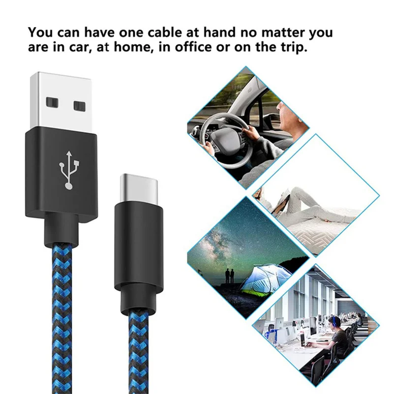  Горячая продажа нейлоновый Плетеный usb-кабель Type-c для передачи данных типа C Быстрый зарядный