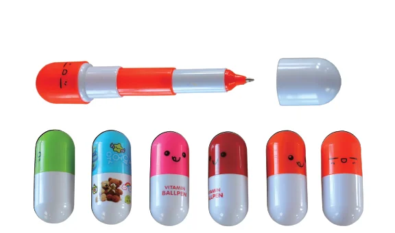 promotional Mini Capsule Pill Pen, vitamin shape Retractable Plastic custom logo cheap gifts short ballpoint pens For School