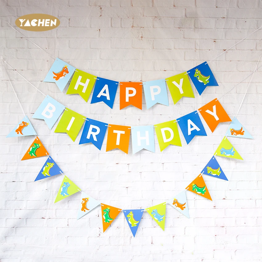 Трубка боросиликатного оптовая пользовательские динозавров вечерние баннер красочный Флаг Вымпел знамя флаги с надписью happy birthday для вечерние