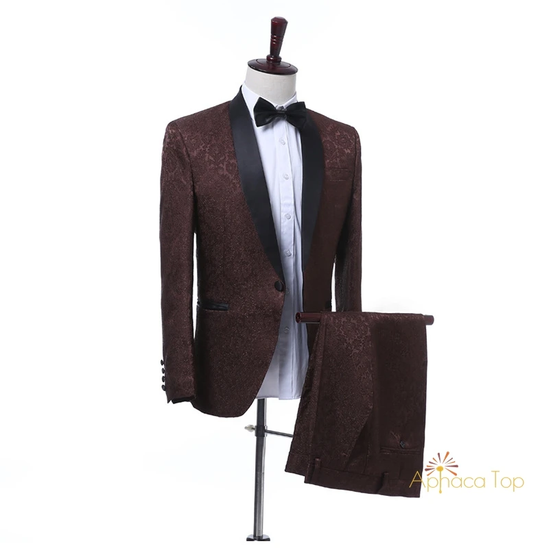 
APHACATOP 2020 Burgundy Men Wedding Suits TR or Wool Custom 