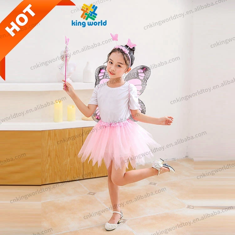 Kids Birthday Butterfly Dress Up Girl Performance Fairy Dress Halloween Party Cosplay Tutu Skirt with Cute Light Wing