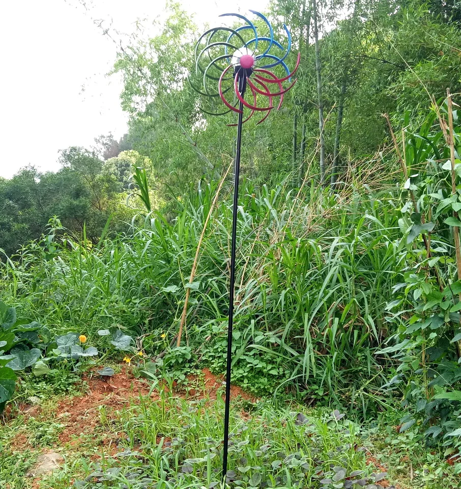 
metal solar home decorations led lights garden Windmill 