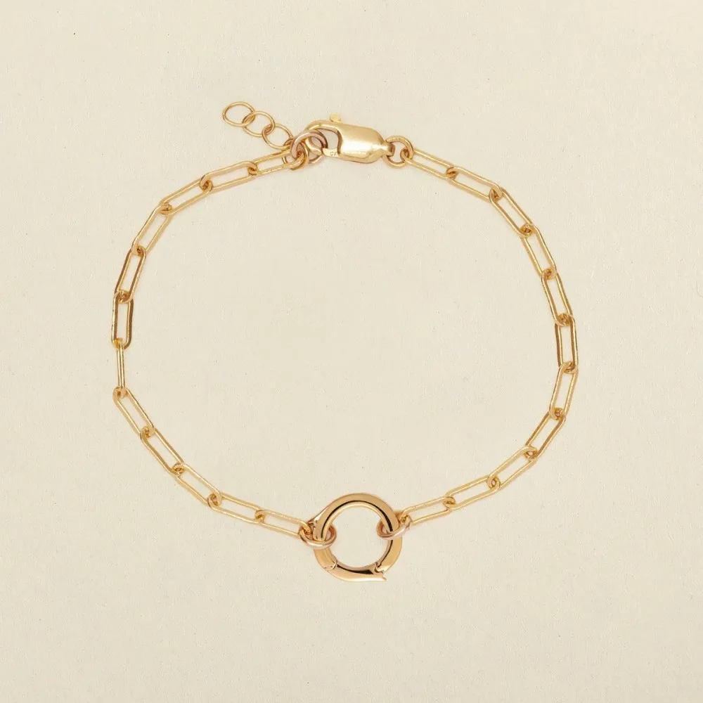 Interchangeable Stainless Steel Round Clasp Rolo Paperclip Chain Bracelet For Charms