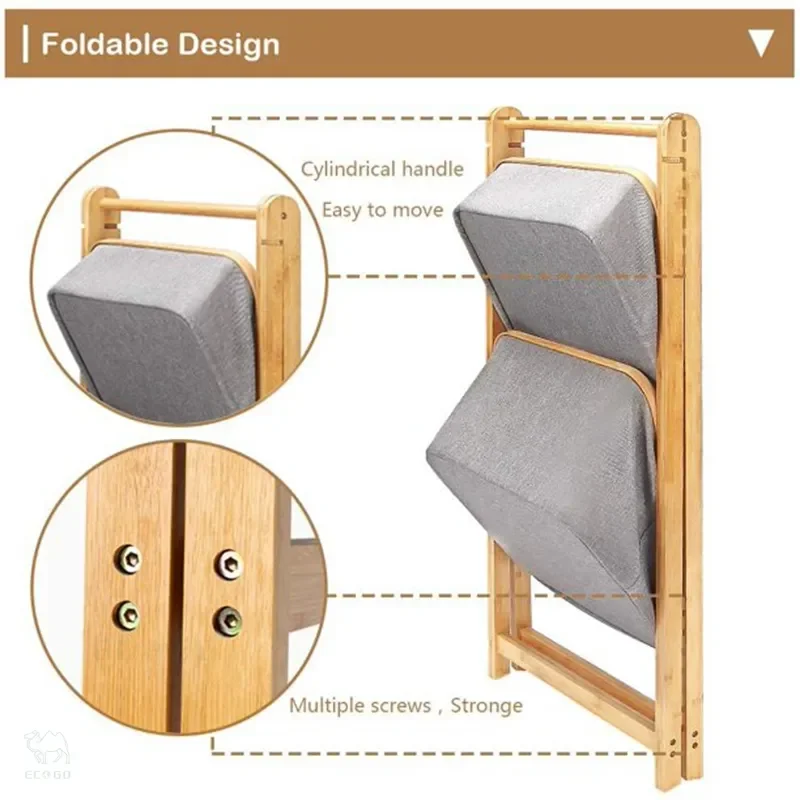 Free Delivery Bamboo Fabric Laundry Basket Storage Rack Oxford Cloth Cotton and Linen for Clothing and Home Use