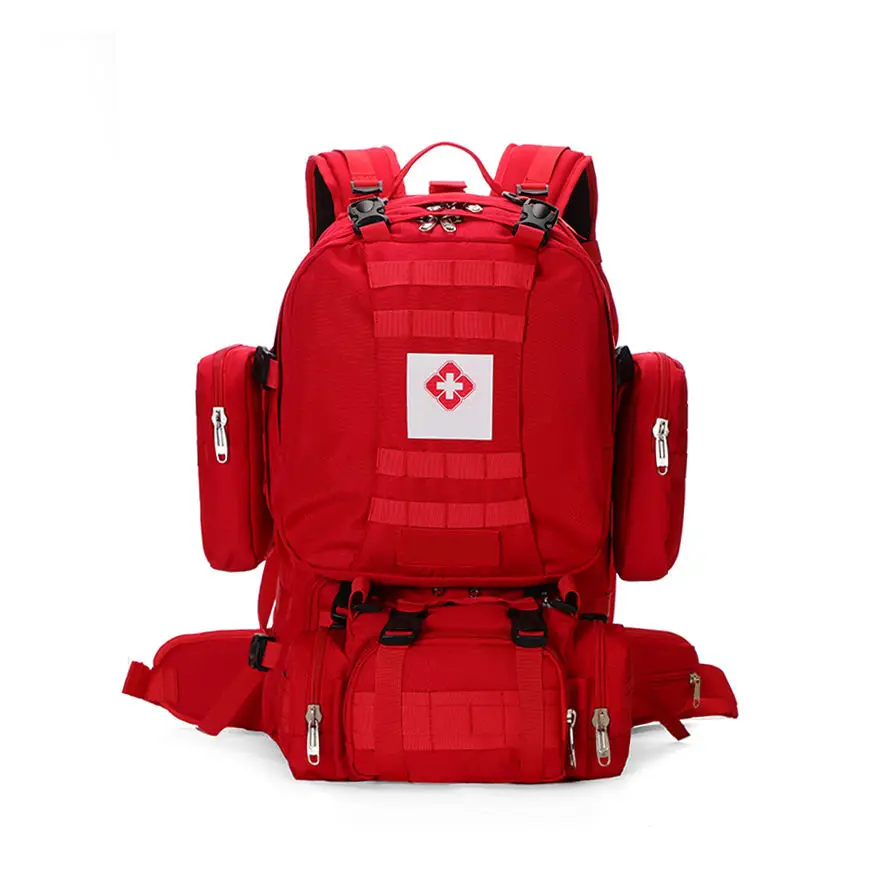 Emergency Rescue Multi Compartment First Aid Bag Medical Backpack Large Storage Detachable Red Tactical Medical Backpack