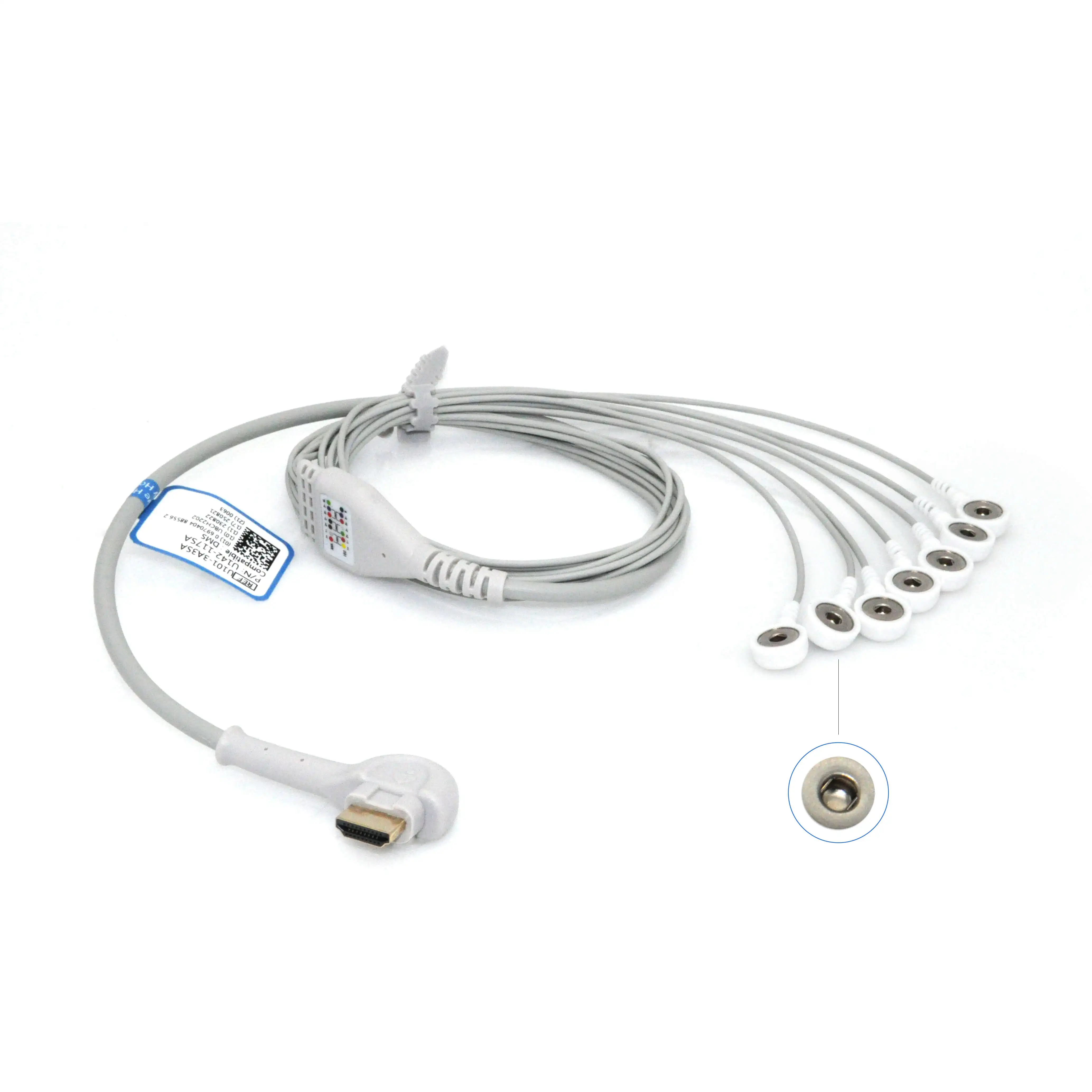 UpnMed Manufacturer HDMI DMS 19Pin ECG Cable Holter Probe 10lead Snap AHA/IEC
