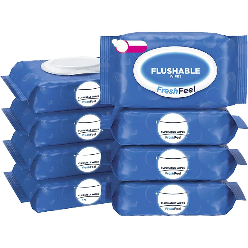 Customized Biodegradable Non-Irritating Flip Cover Sanitary Wipes Organic Flushable Toilet Wipes