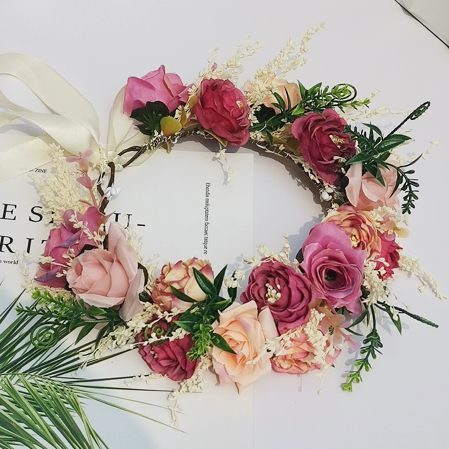 Fairy Flower Headband With Flower Girls Floral Wreath Headband Hair Bands Women Wedding Birthday Floral Hair Hoop Headwear