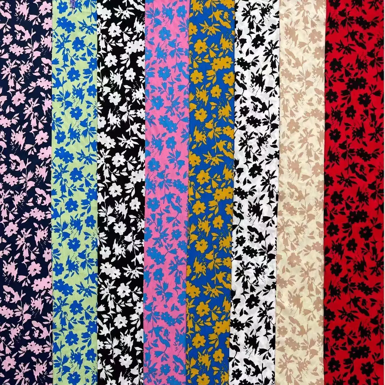Indonesia Plain Floral Printed Viscose Rayon Woven Printed Fabric Spun Rayon Challis Fabric for Dress
