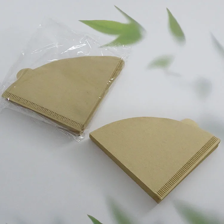 100pcs/bag Biodegradable Disposable Originally Wood Pulp Commercial Use Basket Paper Coffee Filter or Drip Coffee Custom Package