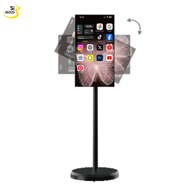 21.5 Inch Floor Standing Smart TV Portable Android LCD with Touch Screen Display for Fitness Games and Videos