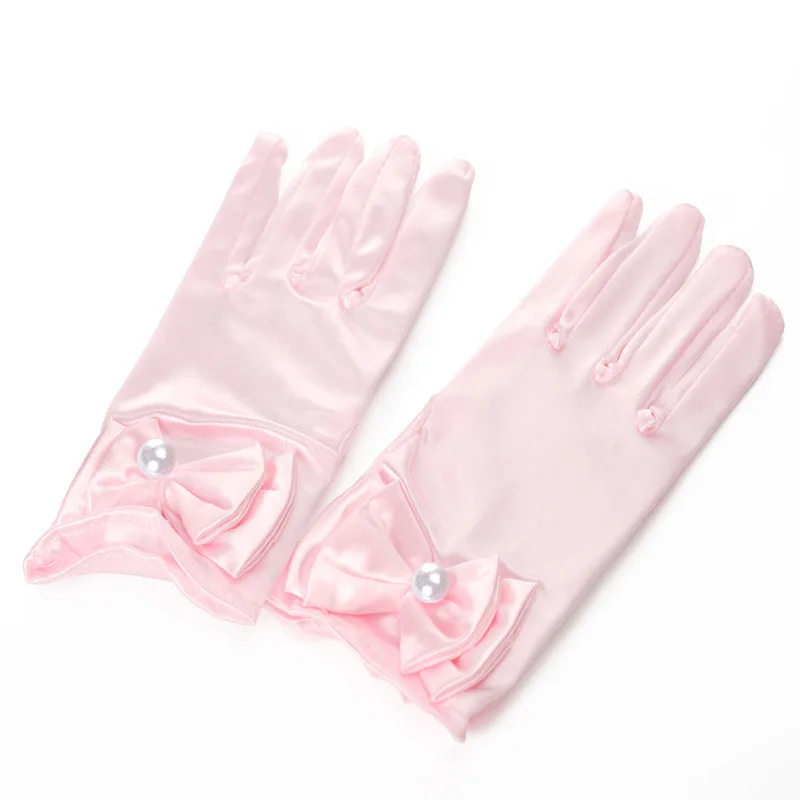 Elbow Princess Gloves Wedding Princess Dress Up Bows Gloves Long Formal Girls Bowknot Satin Short Gloves For Kids Party