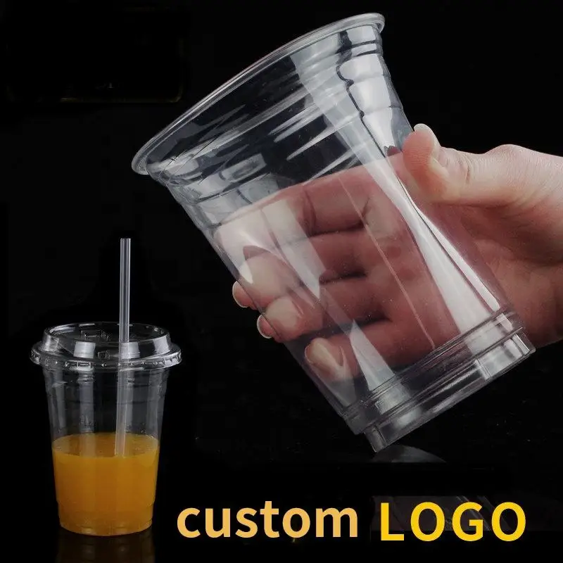 10oz 12oz PLA Cup Custom Logo Compostable Biodegradable Cups PLA Cold Drink PLA Cup With Lid