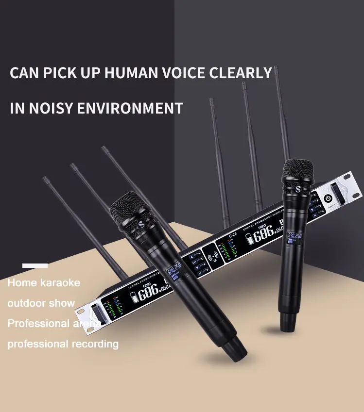 COKYIS G-26 Six Antennas 800M Dual Channel Long Distance True Diversity Receiving Wireless Microphone UHF Handheld Microphone