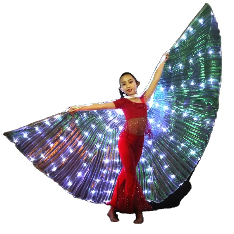 Kids LED Light Up Wings for Dance Performance Belly Dance Wings with Illuminated LED Lights Party Show Isis Wings