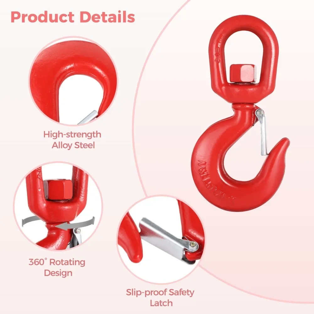 1 Ton Alloy Steel Eye Hook to Swivel with Safety Catch Lifting Hook