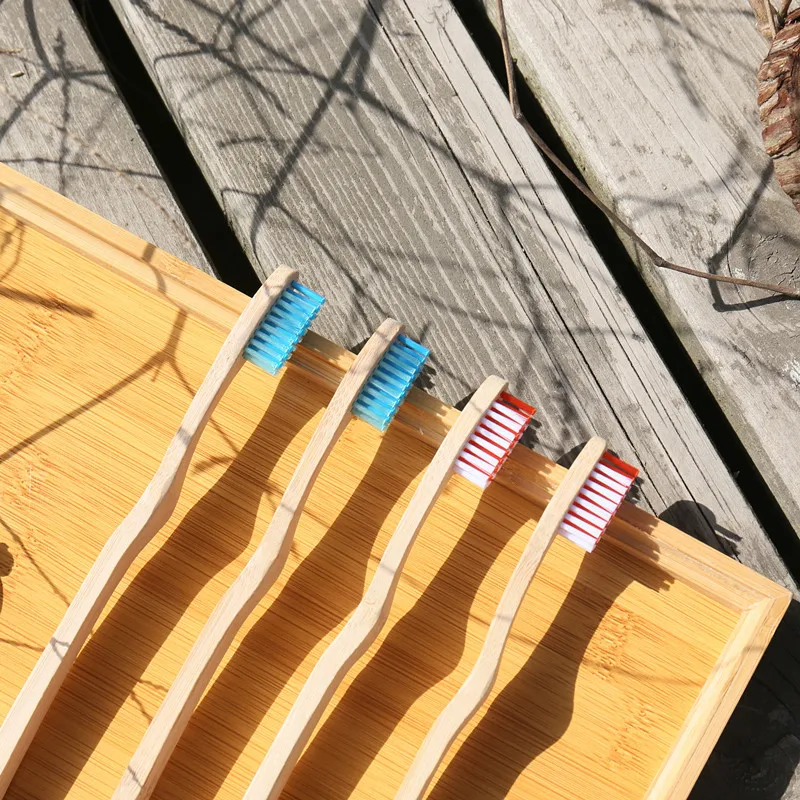 Eco-friendly Custom nature bamboo toothbruh with wave shape bristle Toothbrush Natural Eco Friendly Soft Home Use T
