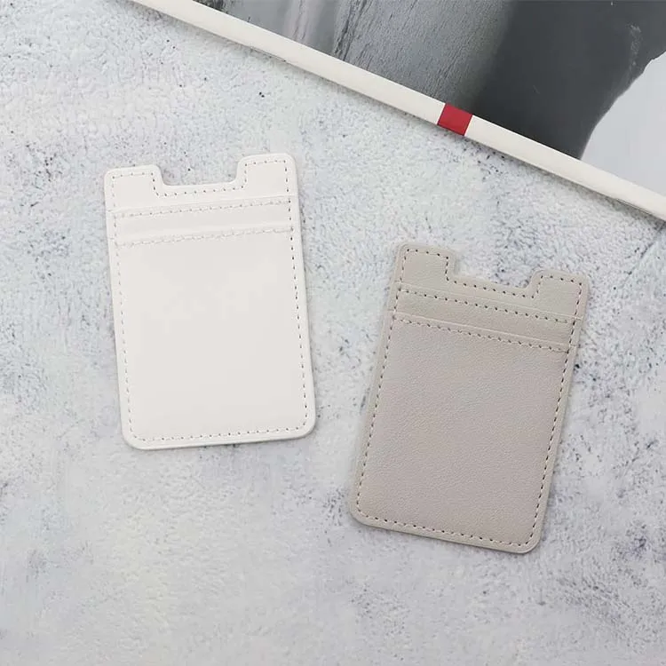 Multifunctional White RFID Phone Credit Card Pocket Wallet PU Leather Phone Adhesive Card Holder For Back of iPhone and Android