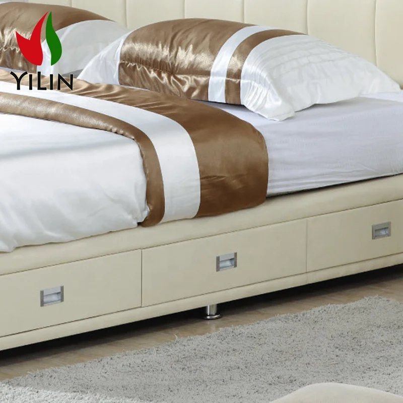 Hot Supplier Wholesale 5-Star Modern Hotel Bedroom Dubai Style Sex With Drawer Leather Bed