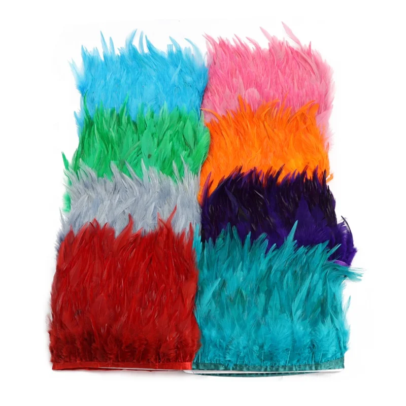 
4-6 Inch(10-15 cm)Multi-Color Dyed Chicken Pure Color Feathers Trims Fringe With Sewing Crafts Costumes Decoration 