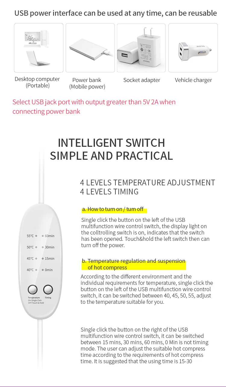 USB steam charging hot compressgear 4 temperature regulation lavender sleep eye mask electric heating eye mask