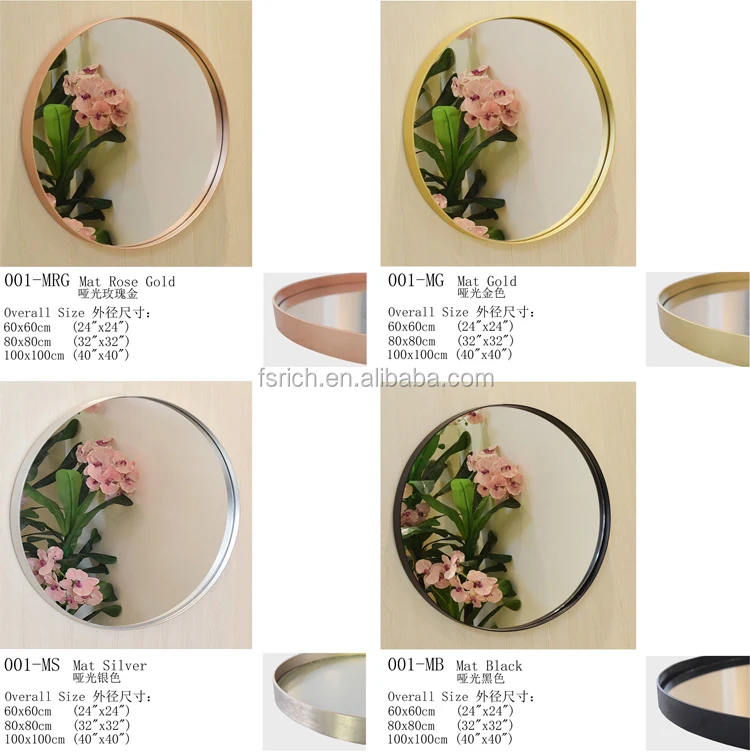 Top Sale 60CM Decorative Rose Gold Mirrors Decor Wall Round Living Room