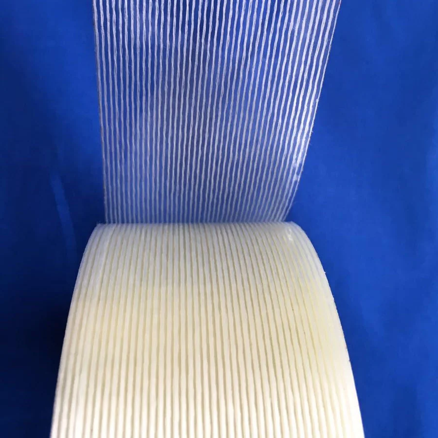 Fibre glass polyester reinforced adhesive tape for packing or sealing