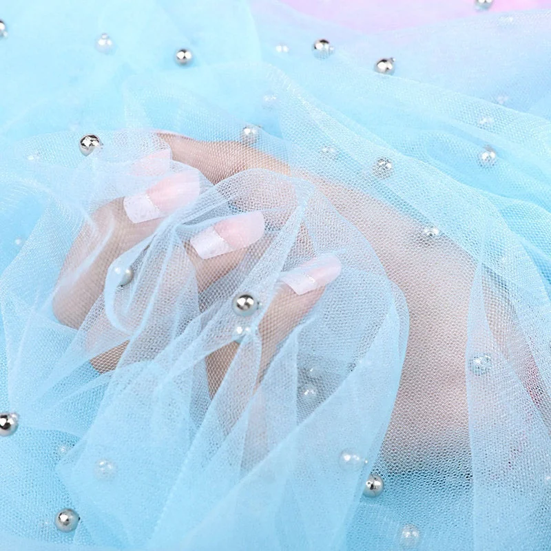 INS 8 Colors Handmade Pearl Transparent Netting Gauze Fabric Background Photo Studio Props Accessories Decoration Cloth