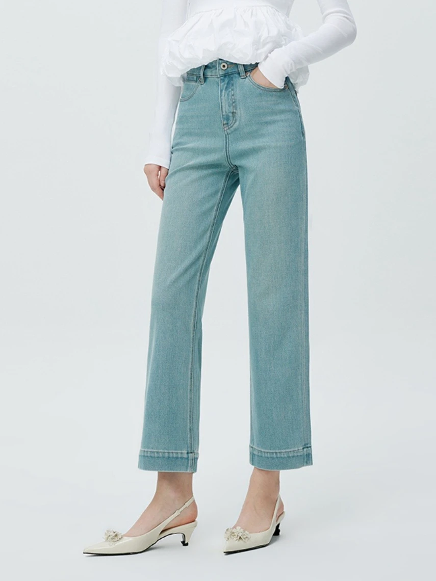High Quality Customizable High-Waist Casual Jeans Women OEM Services Elastic Force Denim Fabric undertone High waist