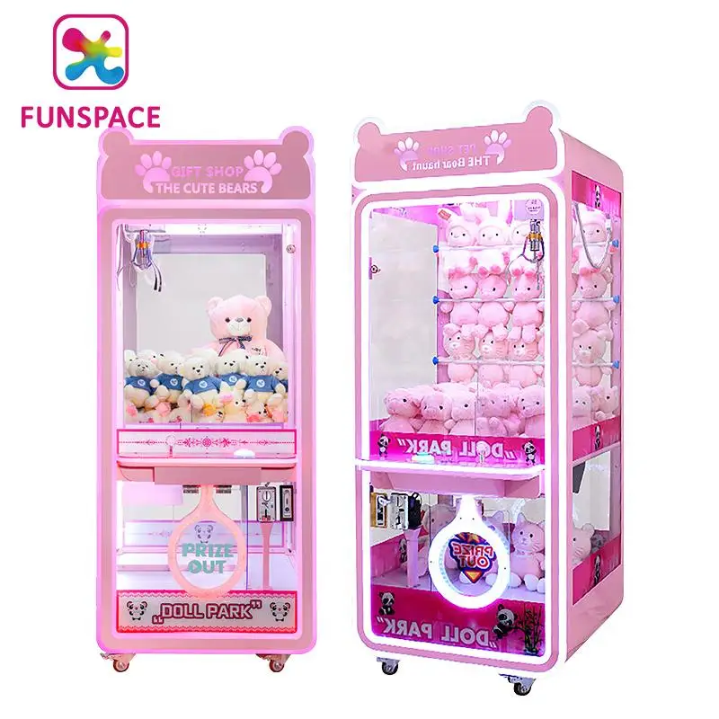 Funspace direct factory  exquisite claw crane machine  Plush Crane Toy Vending Game Machine Arcade Pink Toy Gift Crane Machine