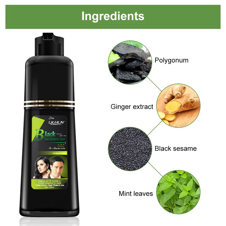 Guangzhou Lichen Professional Hair Dye Manufacturer Wholesale Fast Herbal Black Hair Color Shampoo