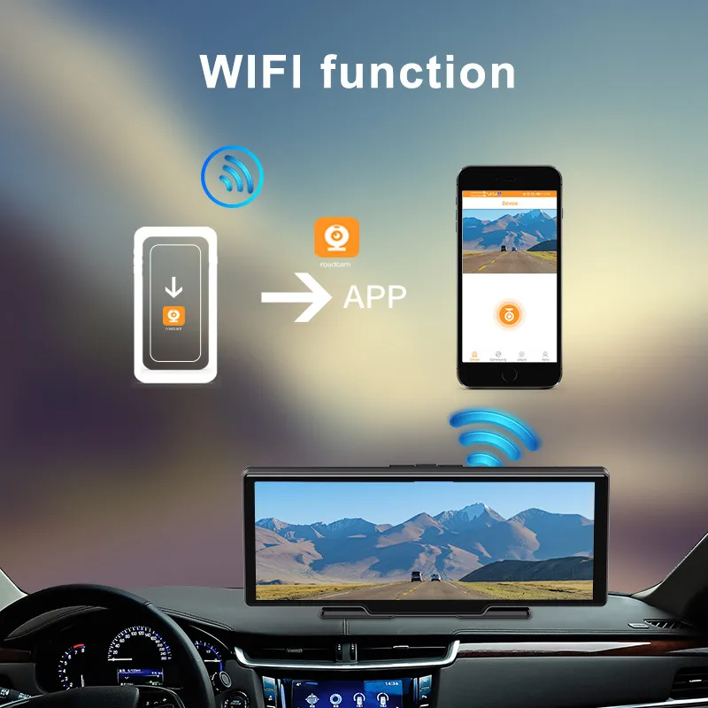 10 26 дюймов 4K 3840*2160P Dash Cam Carplay и Android Авто приборной панели автомобиля видео запись Wi-Fi Запись цикла с помощью приложения на телефоне Автомобильный